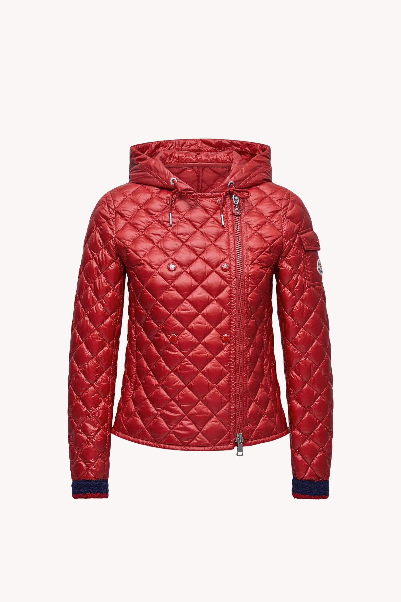 Corbelin Diamond-Quilted Hooded Short Down Jacket Women Red Moncler 2